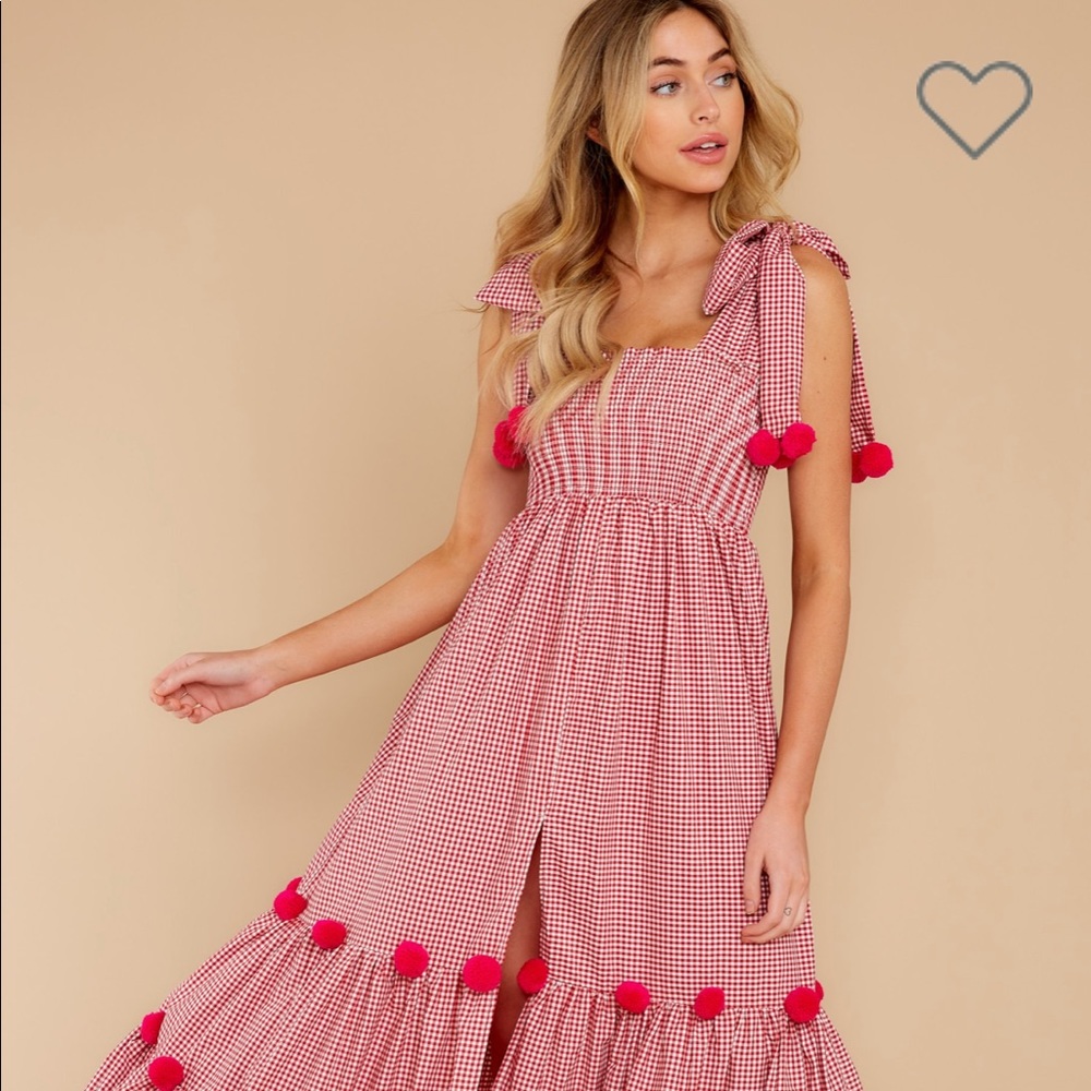 Sundress Pippa Long Gingham Red Maxi Dress size S